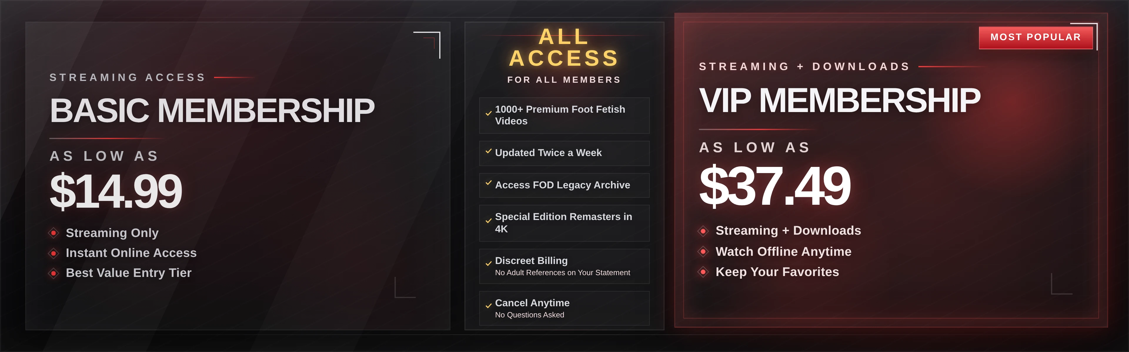 Basic Membership as low as $14.99 - VIP Membership as low as $37.49